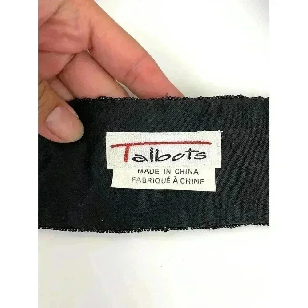 Talbots Black Beaded Belt 29” Women’s‎ Hook & Loop Closure MEDIUM